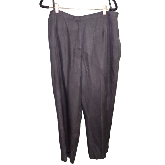 Valerie Steven's Silk Black Stright Leg Pant size 18 Pleated Lined Plus - Picture 1 of 6